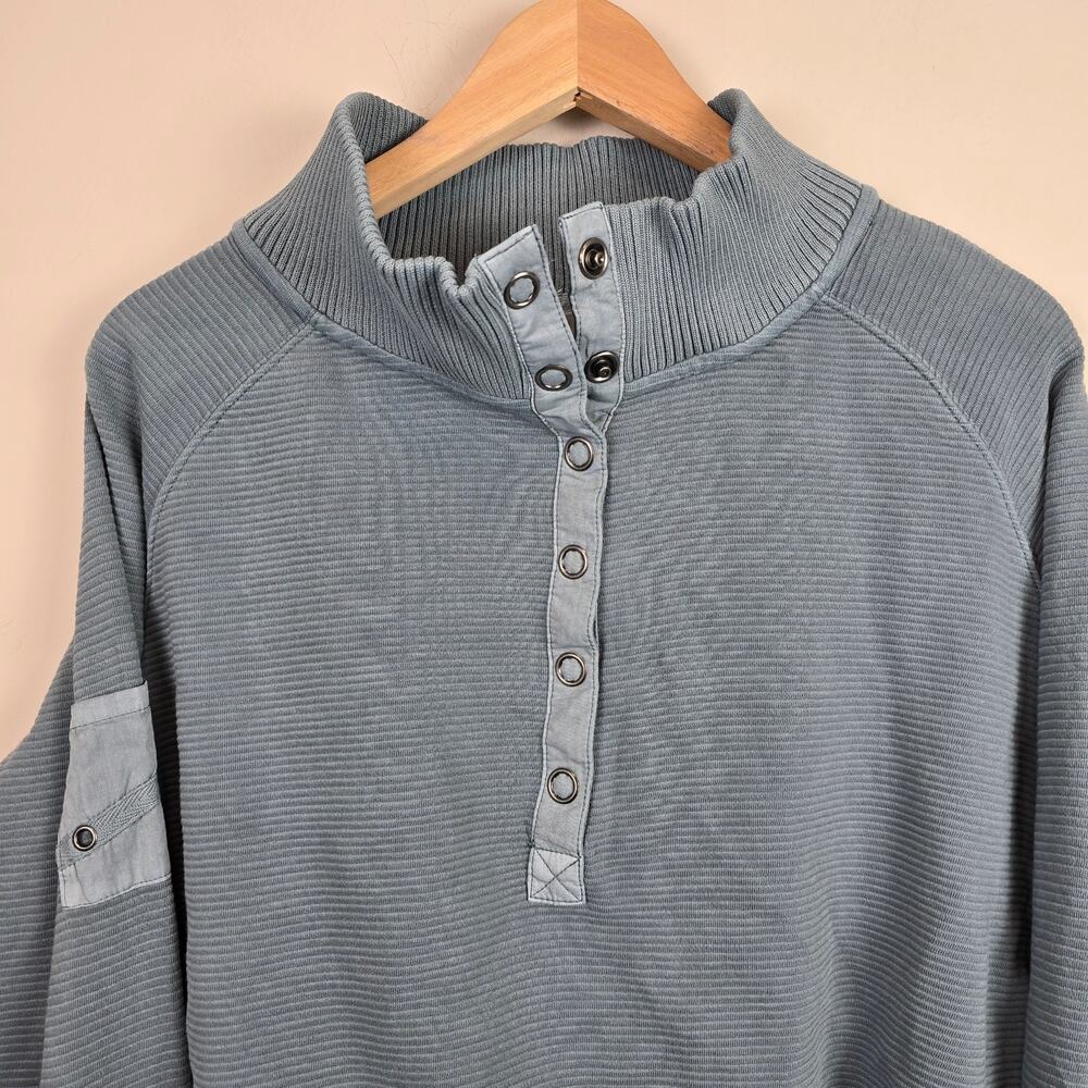 Free People Movement So Fly Henley Layer Size M Midnight Jade Ribbed Crop Shirt - Picture 2 of 4